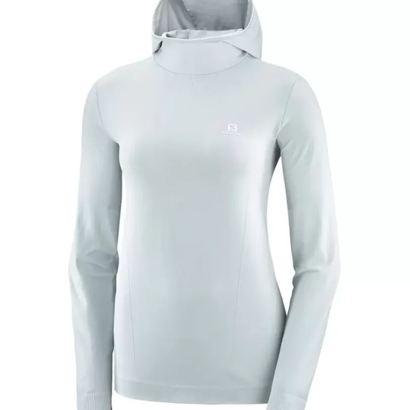 Clothing^Salomon Outlet – Comet Seamless Hoodie – Women'S Oyster Mushroom|Provence/Heather