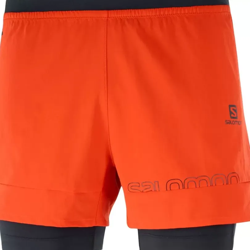 Clothing^Salomon Outlet – Cross 2-In-1 Short – Men'S Black|Black White|Fiery Red