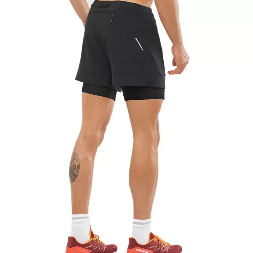Clothing^Salomon Outlet – Cross 2-In-1 Short – Men'S Black|Black White|Fiery Red