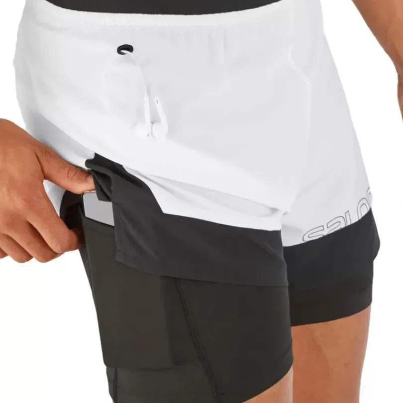 Clothing^Salomon Outlet – Cross 2-In-1 Short – Men'S Black|Black White|Fiery Red