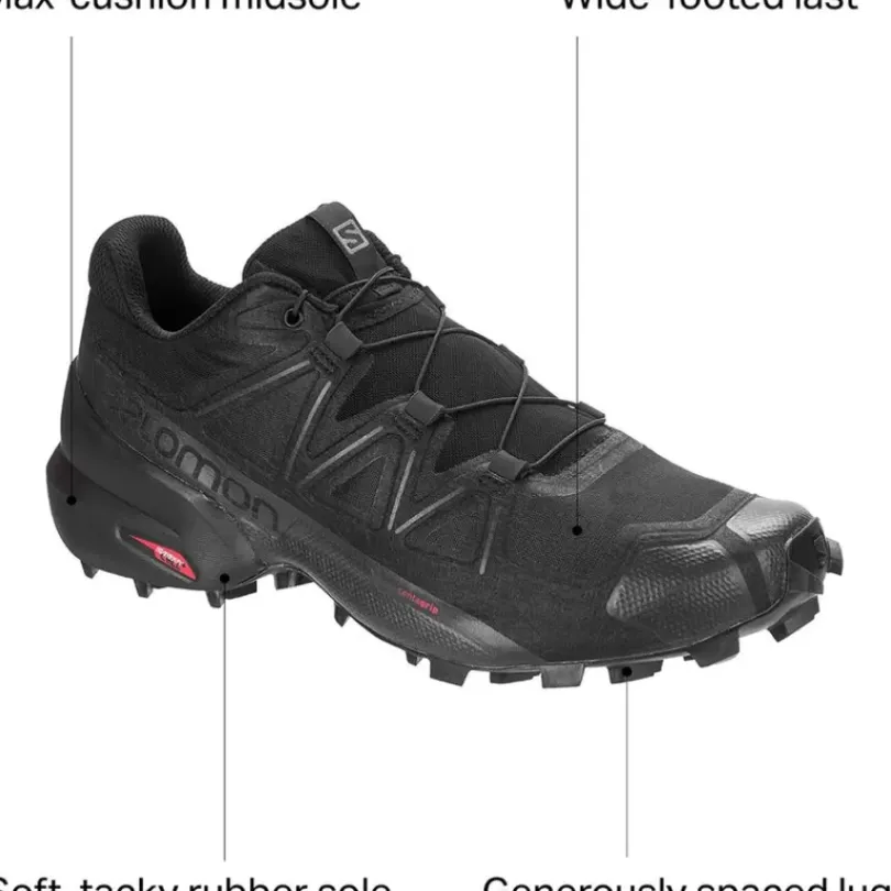 Footwear^Salomon Outlet – Speedcross 5 Wide Trail Running Shoe – Men'S Black/Black/Phantom|Grape Leaf/Black/Phantom