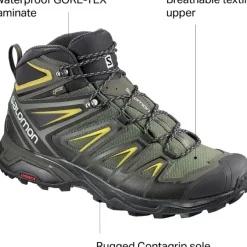 Footwear^Salomon Outlet – X Ultra 3 Mid Gtx Wide Hiking Boot – Men'S Castor Gray/Black/Green Sulphur|Black/India Ink/Monument