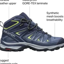 Footwear^Salomon Outlet – X Ultra 3 Mid Gtx Hiking Boot – Women'S Shadow/Castor Gray/Beach Glass|Crown Blue/Evening Blue/Sunny Lime